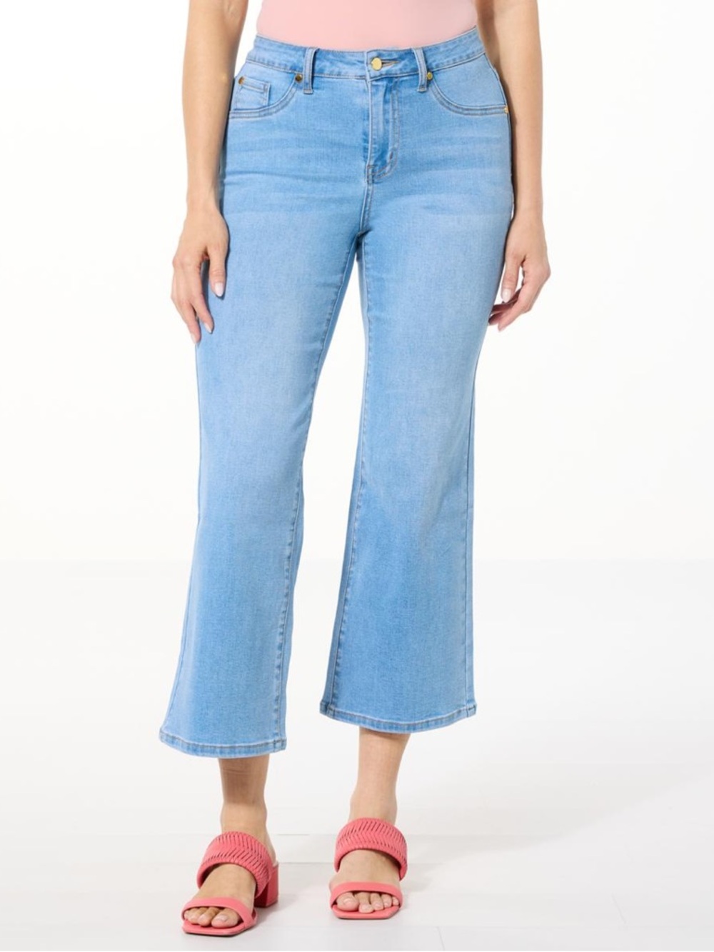 IMAN Light Blue Cropped Flare Jeans